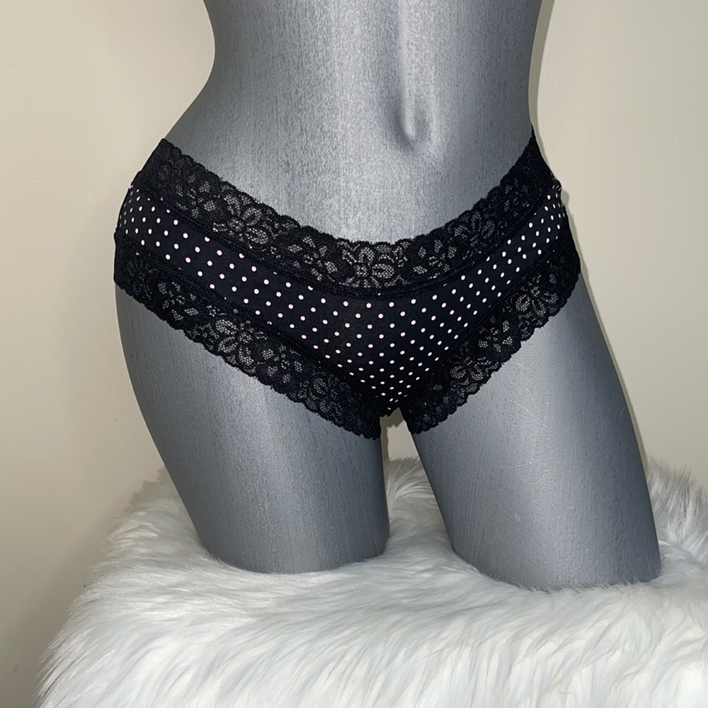VICTORIAS SECRET THE LACIE POSEY LACE WAIST COTTON CHEEKY PANTY UNDERWEAR . NWT